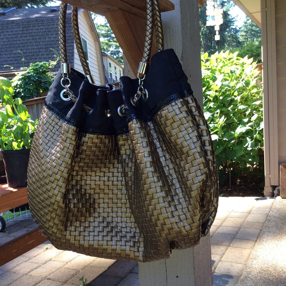 Melie Bianco hobo tote Gold weave body/handles